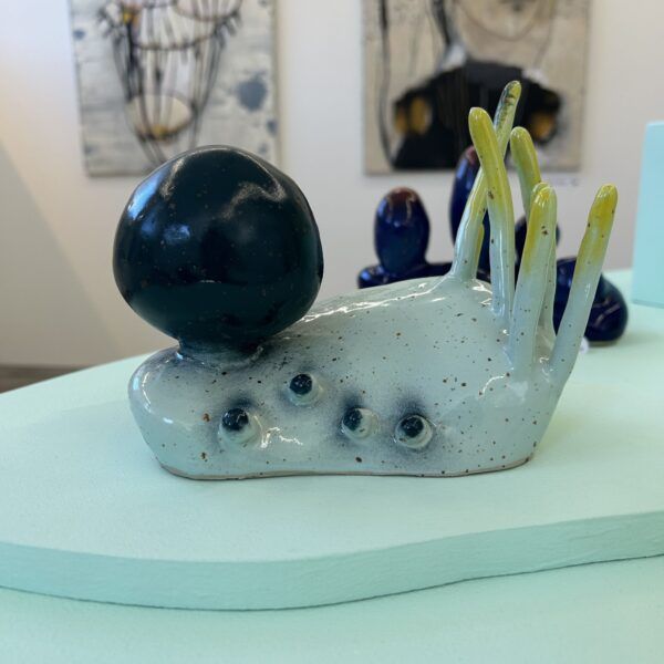 Tina Hvid, galleri kbh kunst, skulptur, stentøj, glasur, mint, teal, gul, blå