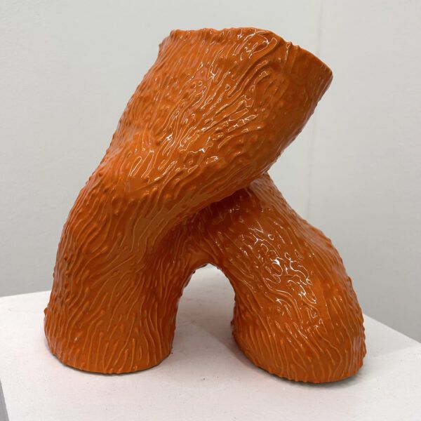 Nina Leth, Galleri kbh kunst, skulptur, vase, orange, blå, glaseret, keramik, billig kunst, fed kunst,