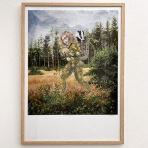 Lisbeth Thygesen, kunsttryk, A2, i ramme, Giclée, begrænset oplag, nummereret, betitlet, underskrevet, unika, kunst, til væggen, bolig, trold, natur, grævling, egern